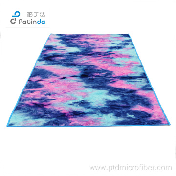 Microfiber tie dye yoga towel